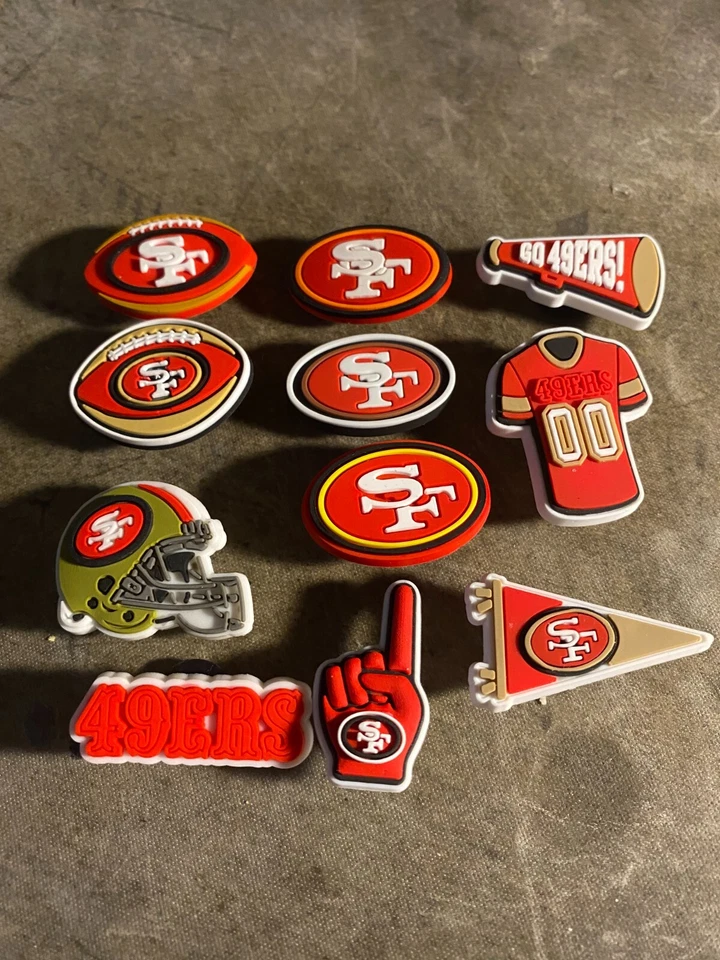San Francisco 49ers football team shoe shoe charm 11 pc set button back - Image 1 of 1
