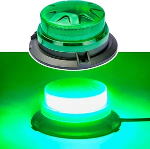 Green Led Emergency Strobe Beacon Lights with Magnetic Mount and 8 Flash Models - Picture 1 of 9