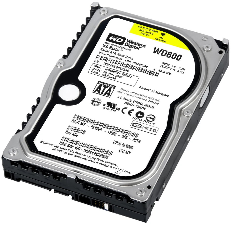 Hard Drive Dell 0X9280 WD800GD-75FLC3 80GB 10K 8MB SATA 3.5'' - Image 1 of 3
