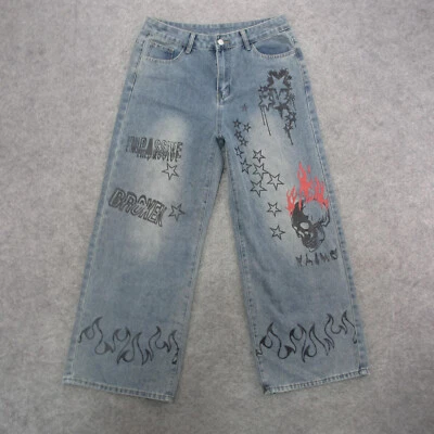 Romwe Jeans Women's 12 Blue Light Wash Baggy High Rise Wide Leg Jeans - Image 1 of 4