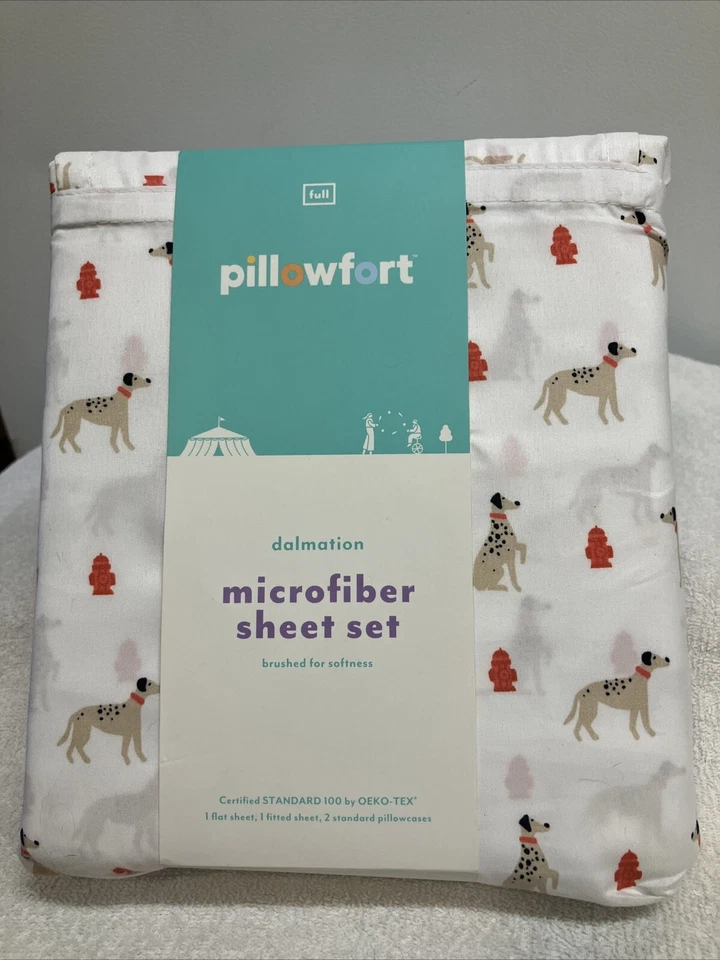 2 SHEET 2 PILLOW CASE Pillowfort Dalmation Full Sheet Set