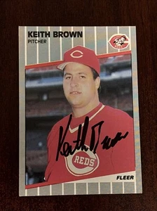 1989 Fleer Baseball Keith Brown Rookie Auto Cincinnati Reds #154 Signed - Picture 1 of 2