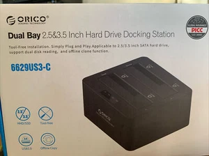 Orico Dual Bay 2.5 & 3.5 Inch Hard Drive Docking Station (Plug and Play) | NEW - Picture 1 of 1