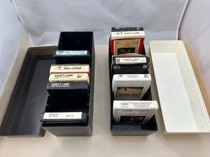 Vintage Plastic 8-Track Tape Storage Case Set Of 2 - w/10 Asst. Tapes Untested - Picture 1 of 10