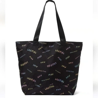 ¡NUEVO CON ETIQUETAS! TOTE CON LOGO NEGRO MULTICOLOR VICTORIA'S SECRET Foto 1 de 4