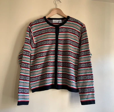 Cárdigan de Navidad Suéter Primera Edición Para Mujer Talla Pequeña Mezcla Lana Angora De Colección Foto 1 de 4