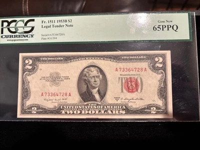 1953-B $2 Legal Choice UNC Fr. 1511 PCGS 65 PPQ !!!! - Image 1 of 4