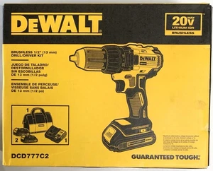 DEWALT 20V MAX Cordless Drill / Driver Kit, Compact, Brushless (DCD777C2) - Picture 1 of 1