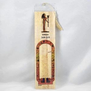 Vintage Egyptian Papyrus Bookmark Virgo Zodiac Hieroglyphics Hand Painted Art - Picture 1 of 7