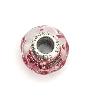 Pandora Cristal de Murano Ondulado Elegante Rosa Cuentas Dije 925 ALE 798872C00 Auténtico Foto 1 de 4