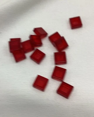 LEGO Parts Tile 1 x 1 1x1 Trans Red 3070 3070b, Lot Of 15 - Image 1 of 3