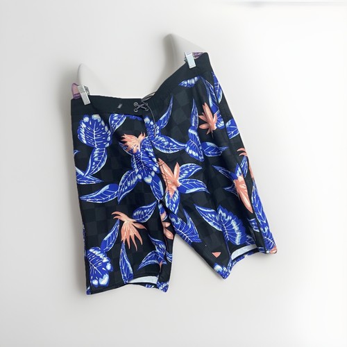 Costume da bagno uomo Vans taglia 33 nero floreale costume da bagno surf pantaloncino piatto davanti