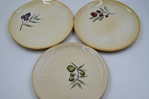 NEW Lot of 3 Pottery Barn Rustic Olive 8-Inch Salad Plates - Picture 1 of 5