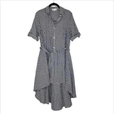 Vestido Camisa Honey and Rosie Blanco y Negro Guinga Manga Larga Alta-Baja Mediano Foto 1 de 4