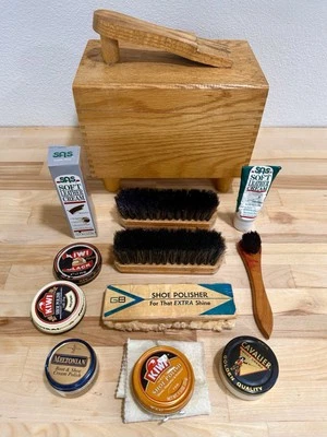 Винтажный Esquire обуви Valet De Luxe обуви блеск дуб деревянная коробка набор с расходными материалами вкл. - Изображение 1 из 4