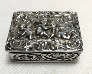 Silberdose Pillendose Putto Silber 800 innen vergoldet Engel !!!! - Bild 1 von 19