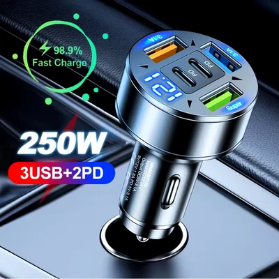 5 USB Port Super Fast Car Charger Adapter For iPhone Samsung Android Cell Phone - Image 1 of 4