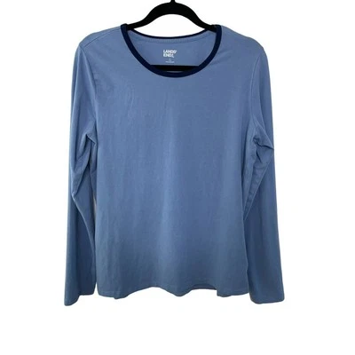Lands' End T-Shirt Long Sleeves Crew Neck Cotton Pullover Blue Boys Large 14 16 - Image 1 of 4