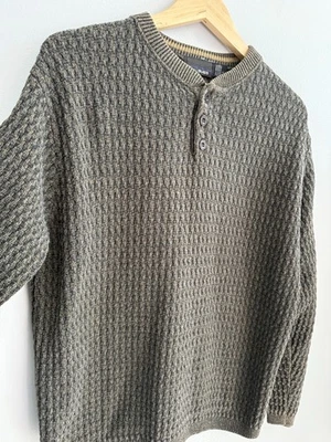 Suéter Pullover Henley Tejido a Mano Bill Blass De Colección Para Hombre Talla L Foto 1 de 4