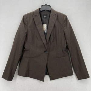 Ann Taylor Blazer Sport Coat Women's 10 Dark Brown Wool Blend One Button Career - Picture 1 of 16