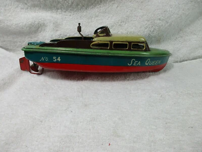 VINTAGE COLLECTIBLE TOY TIN SEA QUEEN BOAT NO. 54 - Image 1 of 4