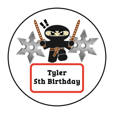 Personalized Ninja birthday party favor stickers, labels, tags - Image 1 of 2
