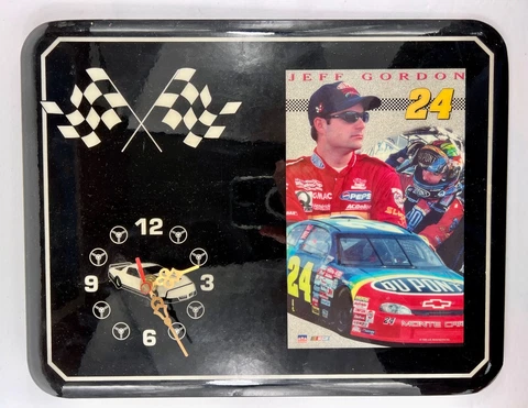 Vintage Jeff Gordon Wall Clock #24 Nascar  15" x 11" Rare Style Cover