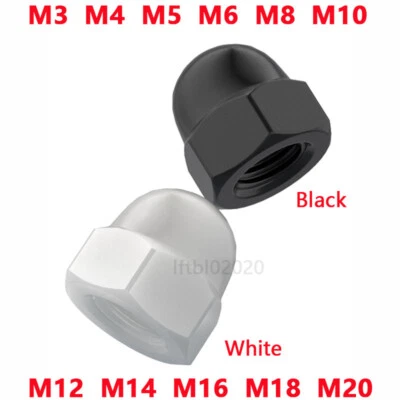 Kunststoff Hutmutter Weiß/Schwarz Nylon DIN 1587 M3 M4 M5 M6 M8 M10 M12 M14~ M20 - Bild 1 von 4