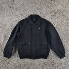Lacoste Jacket Mens 2XL XXL 58/7 Black Wool Bomber Coat V1-A4