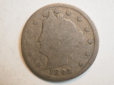 1893 P LIBERTY HEAD 5 CENTS ***AKA V  NICKEL*** FREE SHIPPING! A1671 Cover