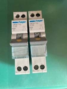 Lot de 2 disjoncteurs vis /vis Hager 1 C10 MFN710 1 C16 MFN716 - Photo 1/1