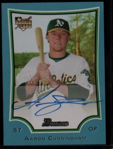 Aaron Cunningham (Athletics) 2009 Bowman Blue Border Rookie Autograph 077/500 - Picture 1 of 2