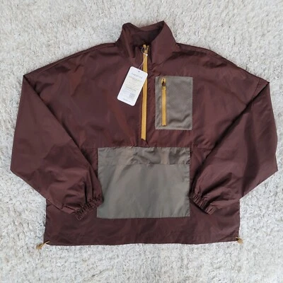 NWT Fabletics Shawn Cropped Half Zip Jacket Wmn's Large Maroon Gray Lightweight  - Image 1 of 4