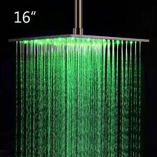 16" Square Rainfall LED Stainless Steel Shower Head Top Sprayer Ceiling Mount
