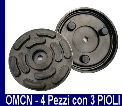 STRANIERI GOMMA ITALY N. 4 TAMPONI GOMMA OMCN per PONTI SOLLEVATORI Diametro 140 -3 PIOLI - MADE ITALY