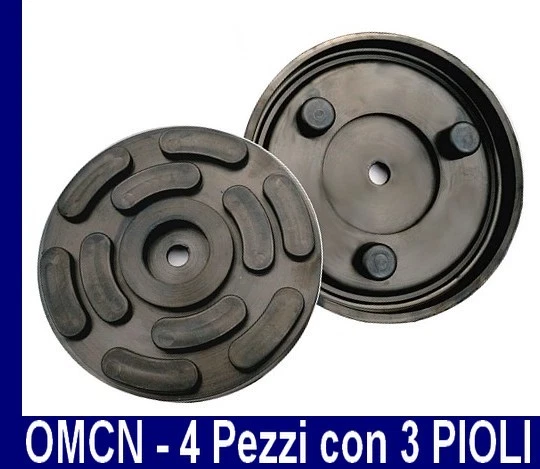 STRANIERI GOMMA ITALY N. 4 TAMPONI GOMMA OMCN per PONTI SOLLEVATORI Diametro 140 - 3 PIOLI -MADE ITALY