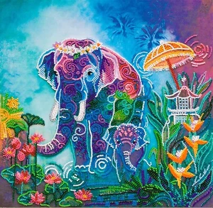 Abris Art Bead Embroidery Kit Next To Mom, Needlepoint Kit, DIY Beaded Elephants - Picture 1 of 10