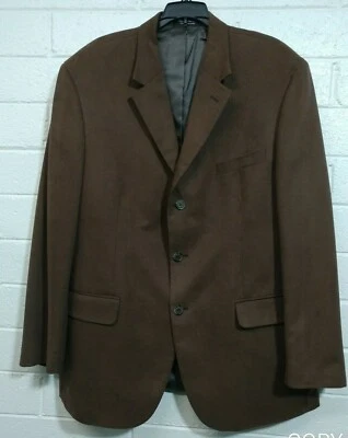 MEN'S ANDREW FEZZA FUSION BLAZER SUIT JACKET Size 44R Brown Faux Suede 3 buttons - Image 1 of 4