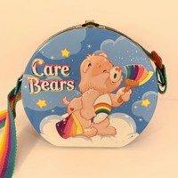 2004 Care Bears Collector Tin Purse Embossed with Rainbow Straps