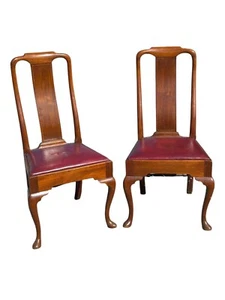 Georgian queen anne antique period chairs walnut 18th leather walnut 1700s - Picture 1 of 24