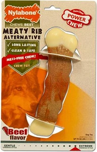 Juguete alternativo para masticar perro Nylabone Power Chew Dura costilla carnosa hueso cuero crudo 50 libras - Imagen 1 de 1