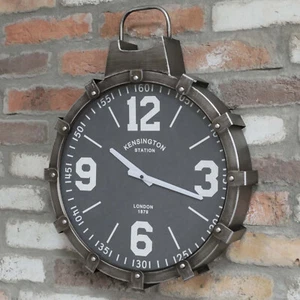 Industrial Wall Clock Large 55 Aged Metal Retro Vintage Factory Style Quartz - Picture 1 of 6