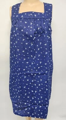 NWT Women Sleeveless Nightgown Seersucker Navy Floral Croft  Barrow Cotton Blend - Image 1 of 4