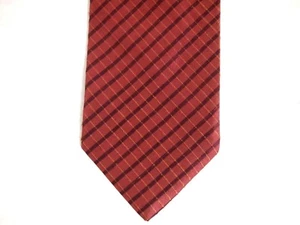 TSV Mens Necktie Tie Red Checkered 100% Silk 58" Career - Picture 1 of 4
