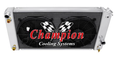 WR Champion 4 Row All Aluminum Radiator W/ 2 12" Fans for 1996 - 2005 GMC Jimmy - Изображение 1 из 4