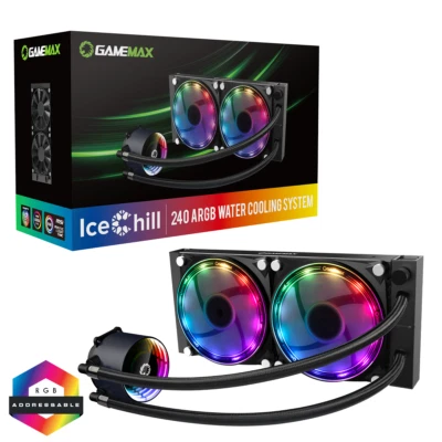 Game Max Ice Chill 240mm ARGB LED AIO Water Cooler CPU Liquid Cooling System Kit - Image 1 of 4