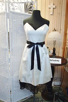 VESTIDO FORMAL A1517 ALVINA VALENTA MAIDS 9863 TALLA 10 NEGRO CREMA $260 Foto 1 de 4