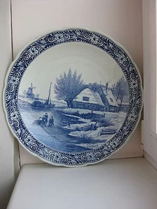 Vintage Delft Royal Sphinx Maastricht Wall Plate 15.75" Children playing on ice - Picture 1 of 12