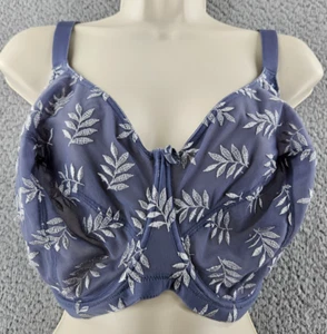 Panache Bra Womens 34K Blue Unlined Underwire Embroidered Full Figure - Picture 1 of 13