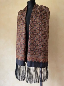 Codello luxury men scarf opera 100‰ silk black brown ornaments 63"x10" Italy - Picture 1 of 10